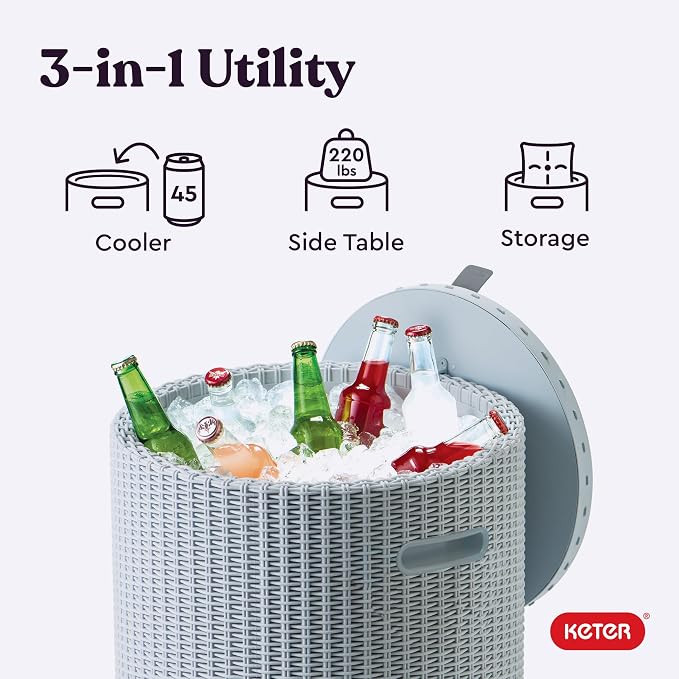 Keter Cool Side Table Cooler 3 in 1 Outdoor Patio Table and Ice Chest Storage - Image 4