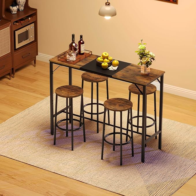 HOOBRO Bar Table, 47.1" Rectangular Pub Table, Tall Counter Height, Long Bar - Image 2