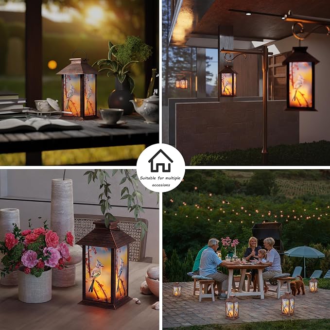 Outdoor Solar Lanterns, Waterproof Blue Jay Hanging Lantern - Image 6