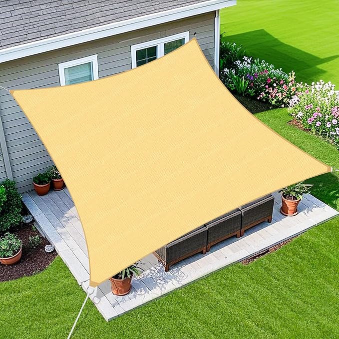 Amagenix Sun Shade Sail 16'X20' Curved Edge Outdoor Shade Canopy Sand by Amagenix