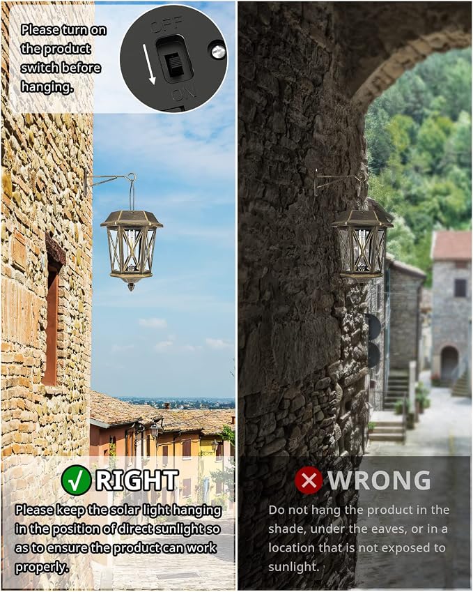 Solar Lantern Outdoor Waterproof, Metal Solar Lights Outdoor - Image 2