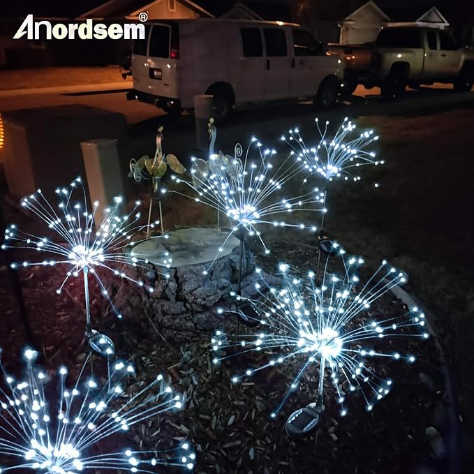 Anordsem Solar Garden Lights Outdoor: Fireworks Light Waterproof - Image 2