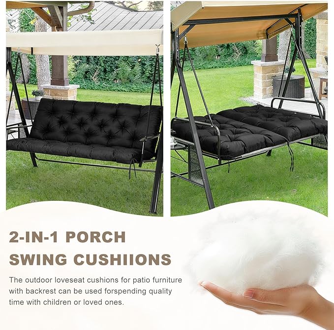 Porch Swing Cushion with Backrest, Waterproof Bench Cushion - Image 4