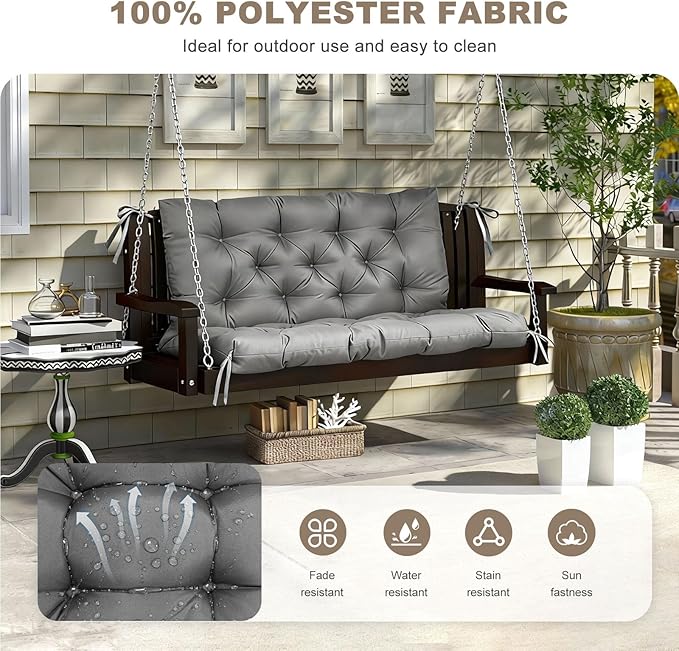 Porch Swing Cushion with Backrest, Waterproof Bench Cushion - Image 2