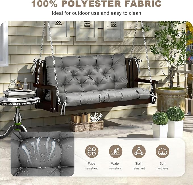 Porch Swing Cushion with Backrest, Waterproof Bench Cushion - Image 2