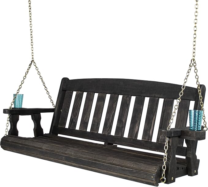 Amish Casual Heavy Duty Mission Treated Porch Swing, Semi-Solid Black Stain by AmishCasual