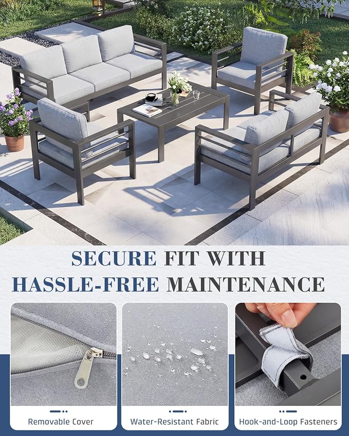 AECOJOY Aluminum Patio Furniture Set, 7 Seats Modern Outdoor Furniture - Image 4