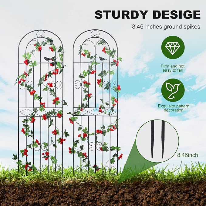 2 Pack 70.8" H x 19.7" W Metal Garden Trellis - Image 2