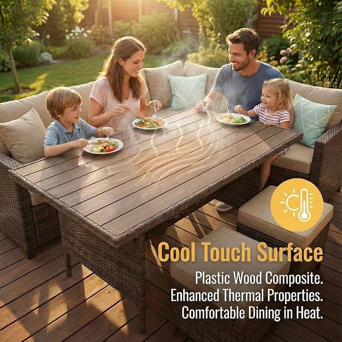 Wisteria Lane 7 Piece Patio Furniture Set, High Curved Back Wicker Patio - Image 6