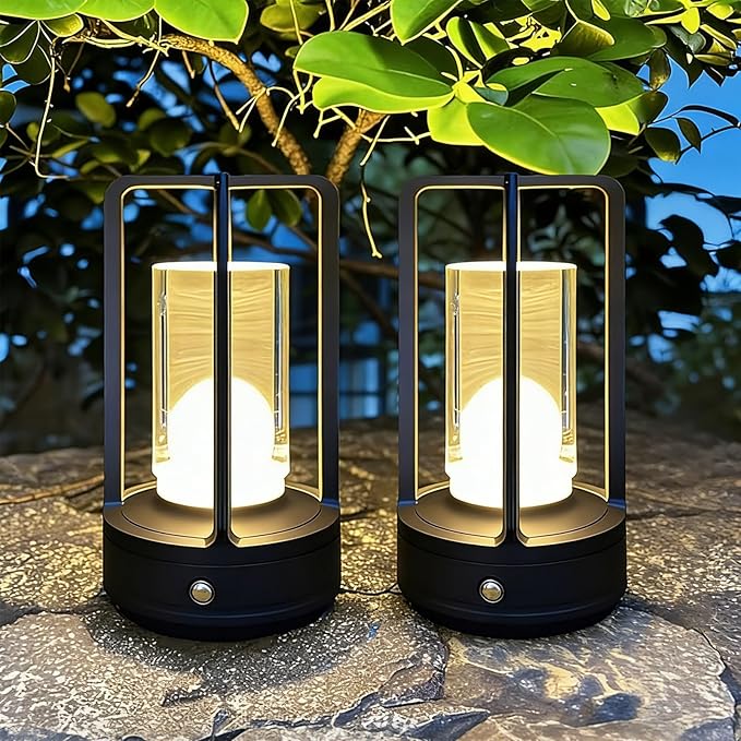 Portable Metal Table Lamp, 4000 mAh Rechargeable Outdoor Table Lamp, 3 Color by Unknown