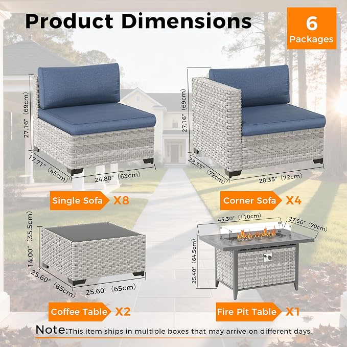 12-Seat Modern Outdoor Wicker Rattan Patio Furniture Set - Image 3