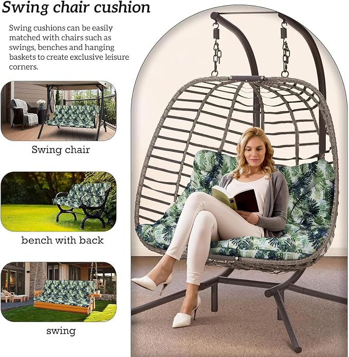 Outside Benches Cushion with Backrest, Thicken Waterproof Swing Cushions 2/3 - Image 2
