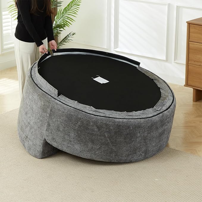 Antetek Oversized Round Chaise Longue Chair Indoor, Modern 55-inch Upholstered - Image 9