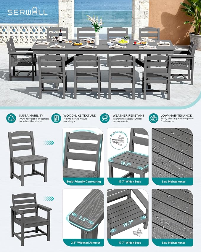 SERWALL 11 Piece Outdoor Dining Set - Image 3