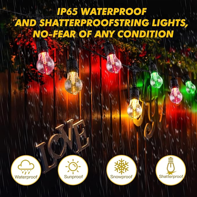 Auroraworld 48FT Solar RGB Outdoor String Lights, Dimmable Waterproof LED Patio - Image 4