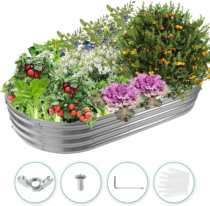 6X3X1 FT Oval Galvanized Metal Garden Raised Bed/Plant Box - Image 8