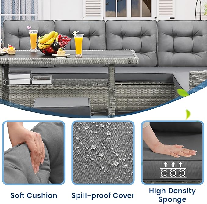 6-Piece Patio Furniture Set, Outdoor Sectional Sofa - Image 3