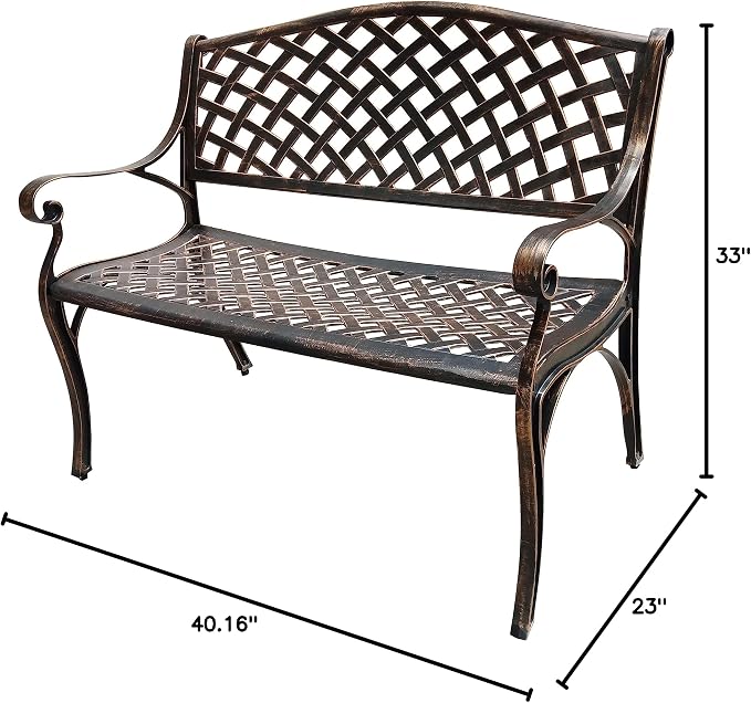 Oakland Living Outdoor Aluminum Modern Patio Bench Loveseat - Image 3