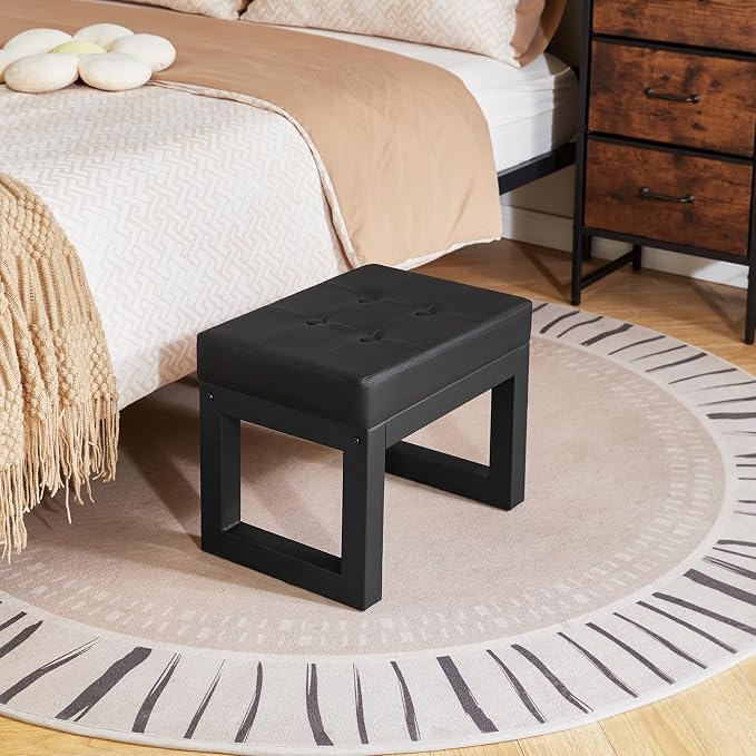 IBUYKE 16 Inch Small Foot Stool Ottoman, Rectangle PU Faux Leather Foot Rest - Image 8