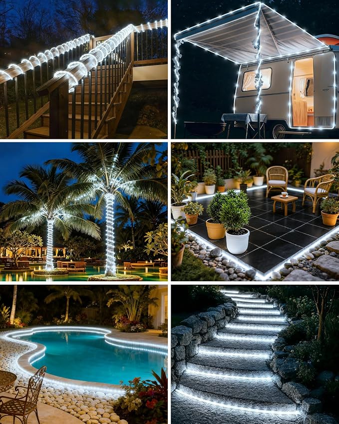 btfarm 2 Pack Solar Rope Lights Outdoor, 120LED 46FT Solar String Lights - Image 6