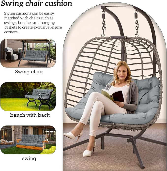 Outside Benches Cushion with Backrest, Thicken Waterproof Swing Cushions 2/3 - Image 2