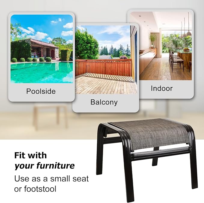Patio Outdoor Ottoman Footstools Assembled Aluminum Footrest Side Table Small - Image 6