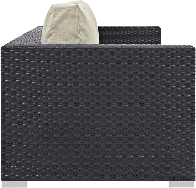 Modway Convene Wicker Rattan Outdoor Patio Sofa in Espresso Beige - Image 4