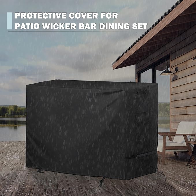 Patio High Top Dining Set Cover, Outdoor Bar Height Table and Chairs Cover - Image 6