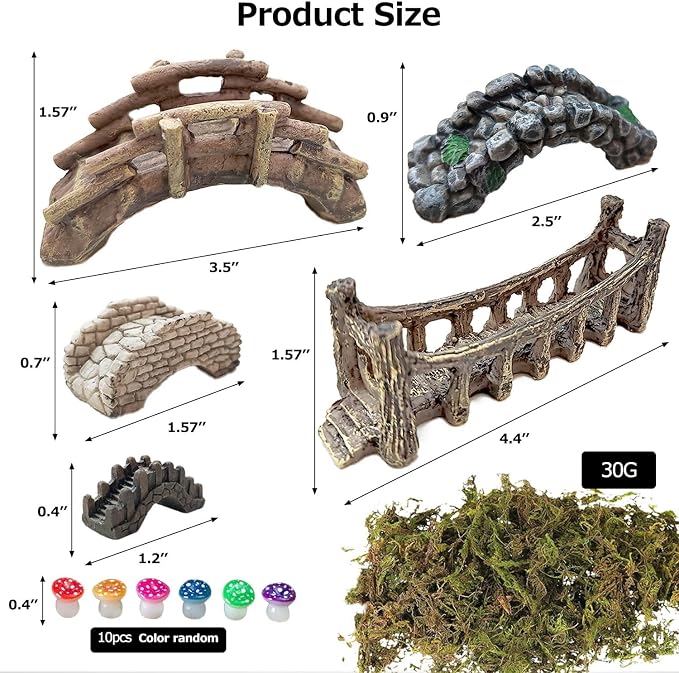 Miniature Bridge, Miniature Garden Accessories Set, DIY Landscape Bridge - Image 2