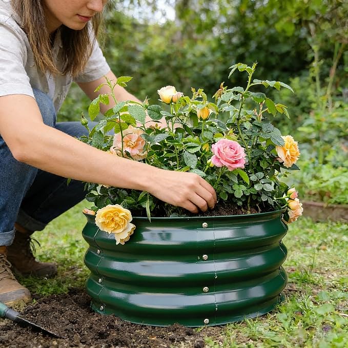 GARDMAX 2x2x1FT Galvanized Round Raised Garden Bed Kit, Metal Planter Boxes - Image 8