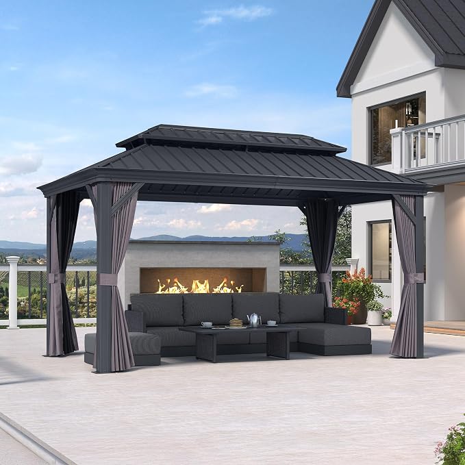 PURPLE LEAF 11' X 15' Hardtop Gazebo Aluminum Gazebo by PURPLELEAF
