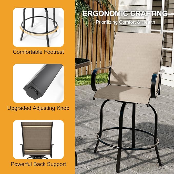 5 PCS Outdoor Bar Set with Outdoor Bistro Table and Chairs Set of 4, Bar Height - Image 8