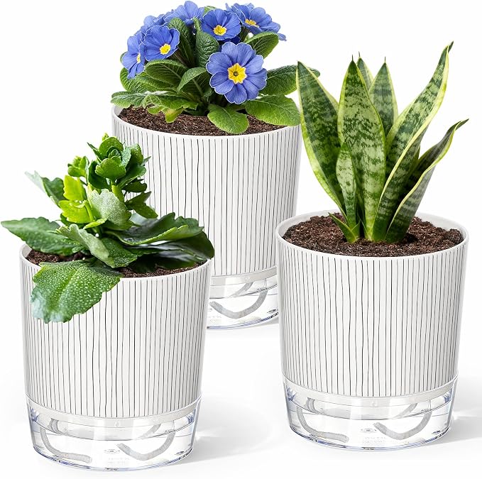 3 Pack Self Watering Pots Set, 5.5 Inch Self Watering Pots by Unknown