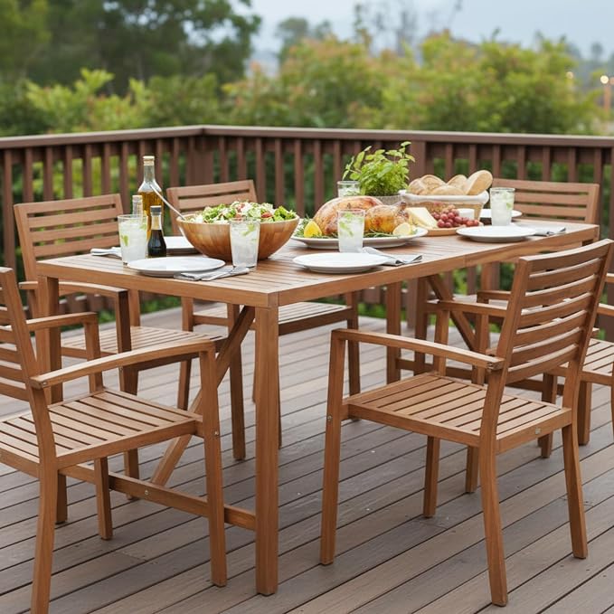Tangkula 67" Acacia Wood Outdoor Dining Table - Image 2