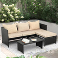 Valita 3-Piece Outdoor PE Rattan Furniture Set Patio Black Wicker Conversation by Valita