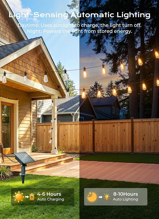 Brightown 76FT Solar String Lights Outdoor Waterproof, Patio Lights - Image 4