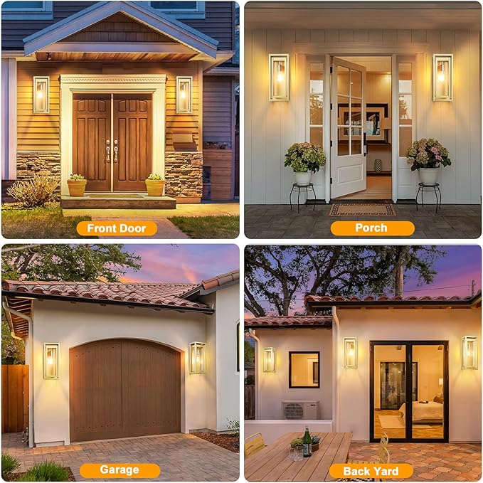 15" Large Gold Outdoor Light Fixture Wall Mount, Waterproof Outdoor Sconces - Image 4