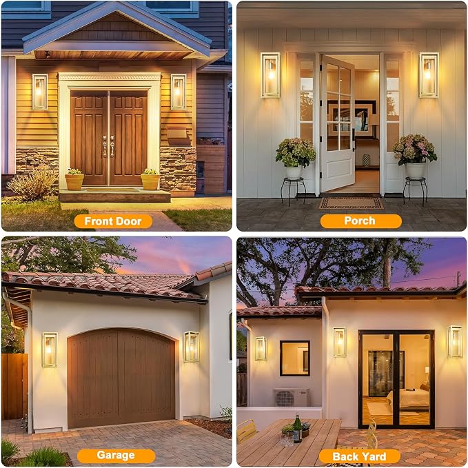 15" Large Gold Outdoor Light Fixture Wall Mount, 2 Pack Waterproof Outdoor - Image 4