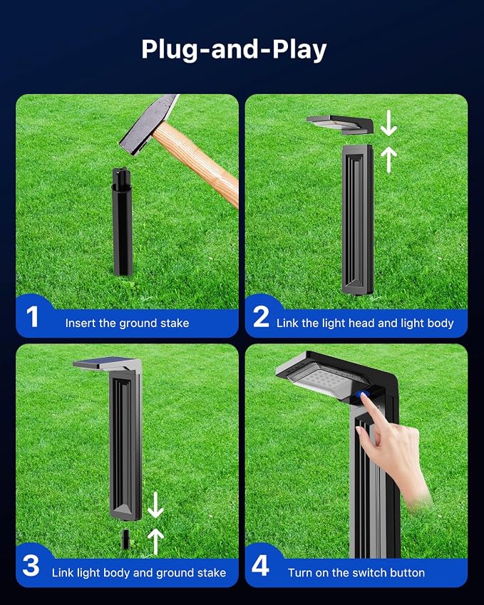 6 Pack Color Changing Solar Pathway Lights Outdoor Waterproof 20 LED Solars - Image 6