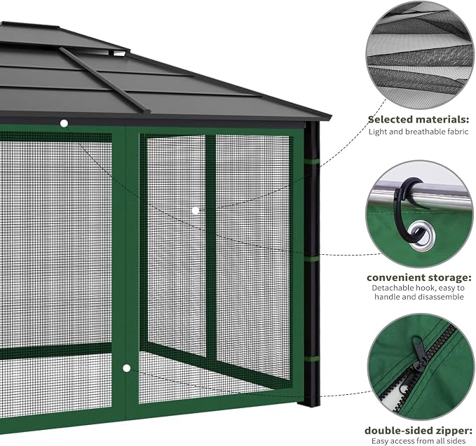 Gazebo Replacement Mosquito Netting Outdoor Universal Gazebo Canopy 4-Panels - Image 3