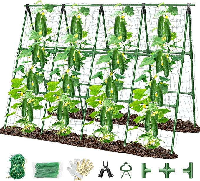 71" x 51" Cucumber Trellis for Raised Bed, A-Frame Garden Trellis for Climbing by MQHUAYU