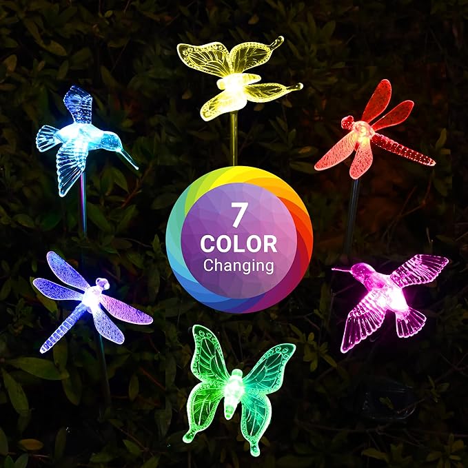 SOLPEX Solar Garden Lights, 6 Pack Solar Butterfly Lights Outdoor Decorations - Image 2