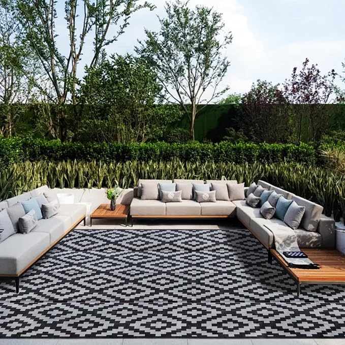 SAND MINE Waterproof Outdoor Rug 10x20 ft, Plastic Reversible Rug, Modern Area - Image 7