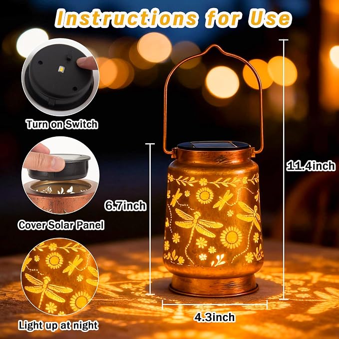 Dragonfly Solar Lantern Lights, Outdoor Lanterns - Image 4