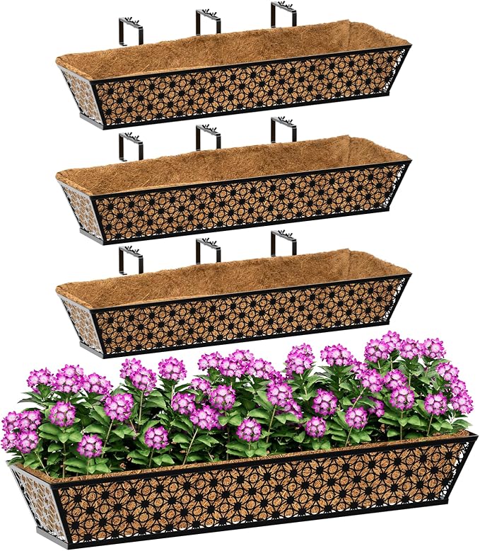 SPECILITE 30" Window Boxes Planters, Heavy Duty Metal Railing Planter Boxes by SPECILITE