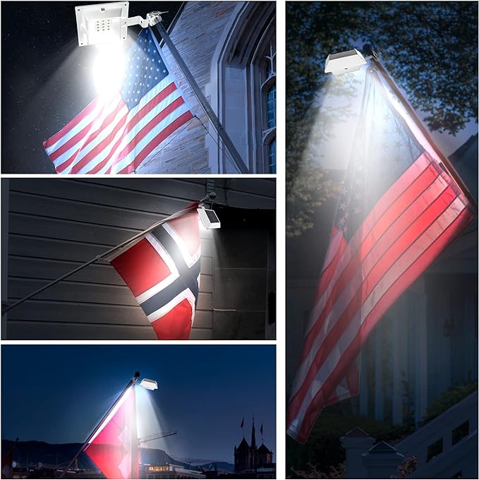Solar Flag Pole Light, Bright White 6000k Flagpole Light Upgrade Solar Powered - Image 7
