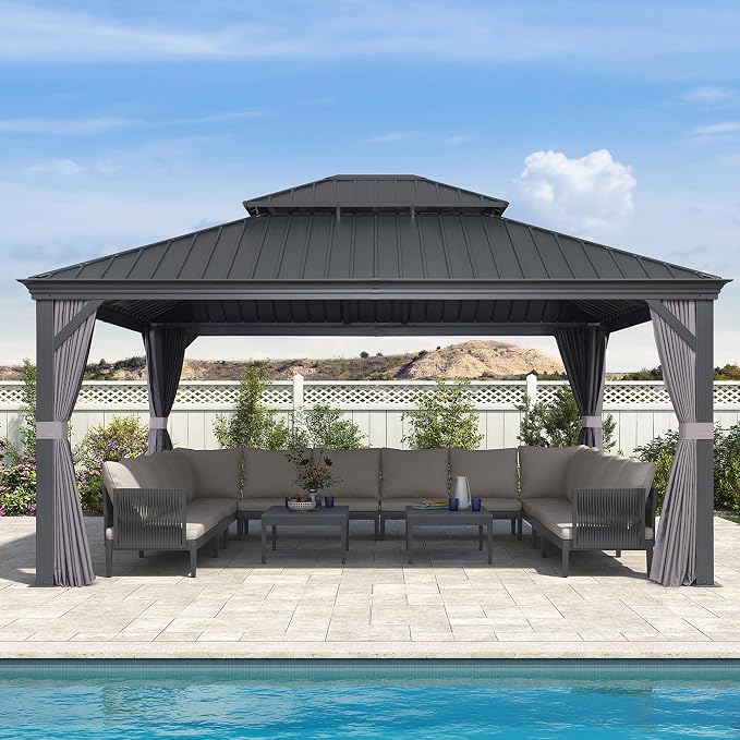 PURPLE LEAF 14' X 16' Outdoor Hardtop Gazebo Aluminum Gazebo - Image 2