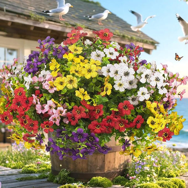 20 Bundles Artificial Flowers for Outdoors, UV Resistant Fake Plants Flowers by Grunyia