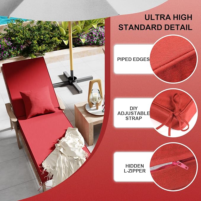 Outdoor Water-Resistant Olefin Chaise Lounge Cushions - Image 6