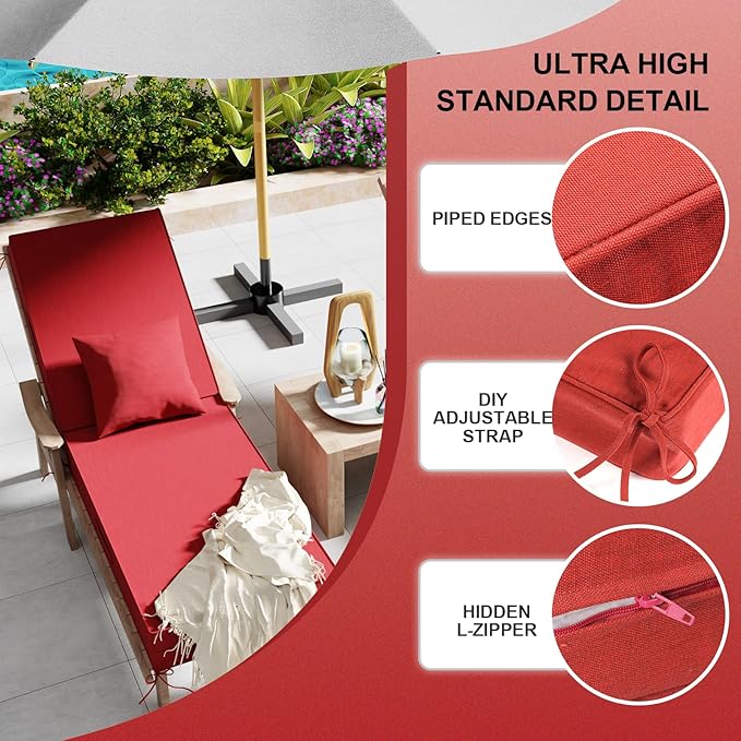 Outdoor Water-Resistant Olefin Chaise Lounge Cushions - Image 6